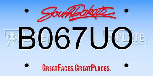 B067UO South Dakota License Plate