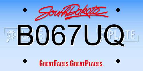 B067UQ South Dakota License Plate