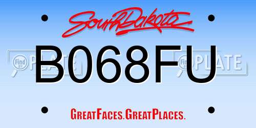 B068FU South Dakota License Plate