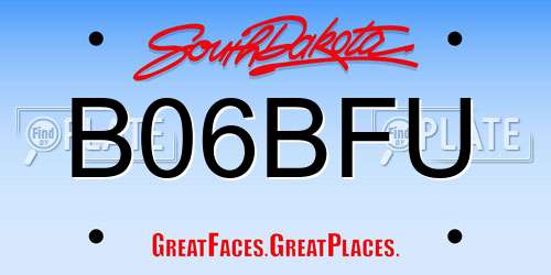 B06BFU South Dakota License Plate