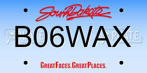 B06WAX South Dakota License Plate