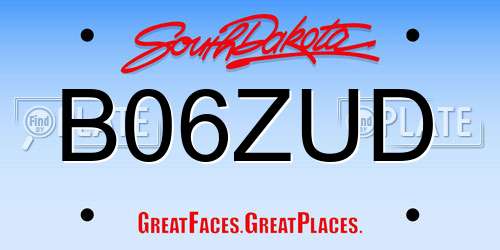 B06ZUD South Dakota License Plate
