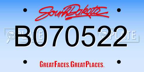 B070522 South Dakota License Plate