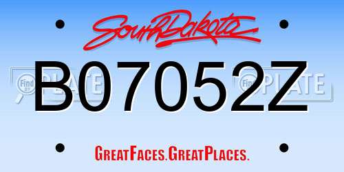 B07052Z South Dakota License Plate