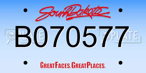 B070577 South Dakota License Plate