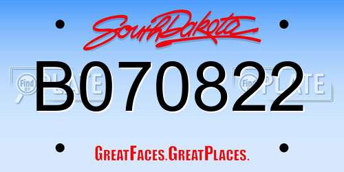B070822 South Dakota License Plate