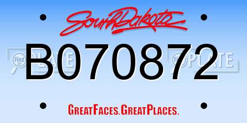B070872 South Dakota License Plate