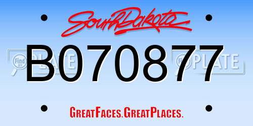 B070877 South Dakota License Plate