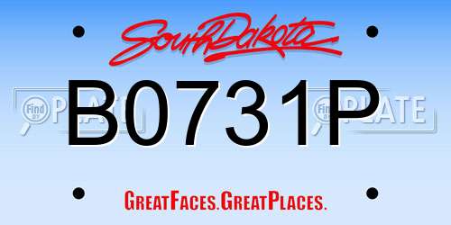 B0731P South Dakota License Plate