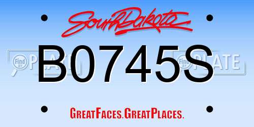 B0745S South Dakota License Plate