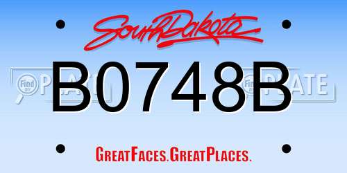 B0748B South Dakota License Plate