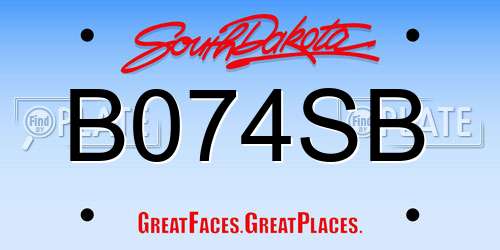 B074SB South Dakota License Plate