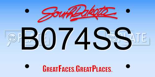 B074SS South Dakota License Plate
