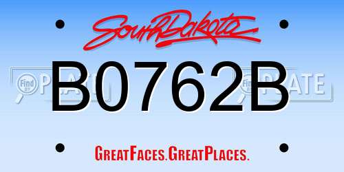 B0762B South Dakota License Plate