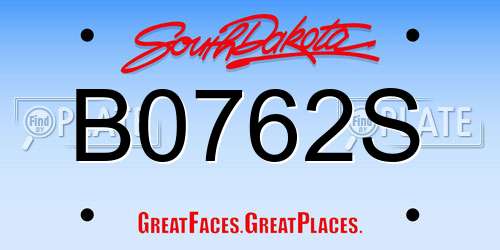 B0762S South Dakota License Plate