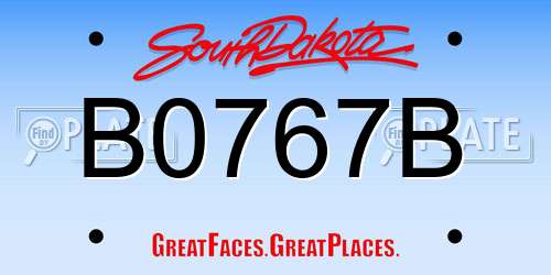B0767B South Dakota License Plate