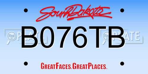 B076TB South Dakota License Plate