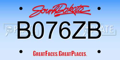 B076ZB South Dakota License Plate