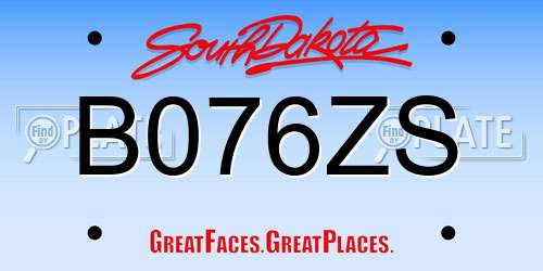 B076ZS South Dakota License Plate