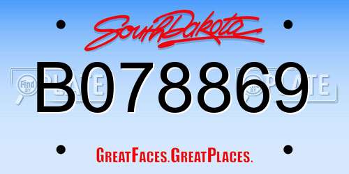 B078869 South Dakota License Plate