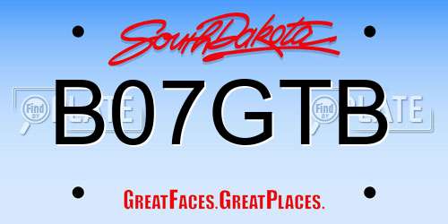 B07GTB South Dakota License Plate