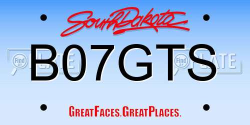 B07GTS South Dakota License Plate