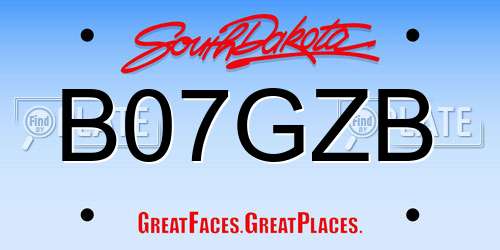 B07GZB South Dakota License Plate