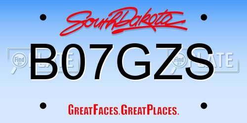 B07GZS South Dakota License Plate