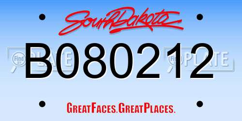 B080212 South Dakota License Plate