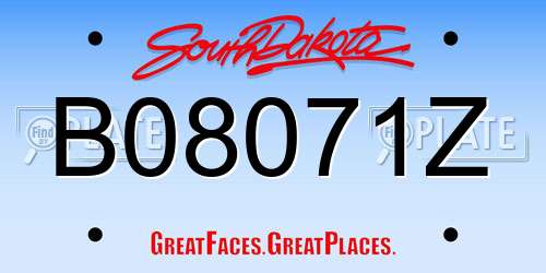 B08071Z South Dakota License Plate