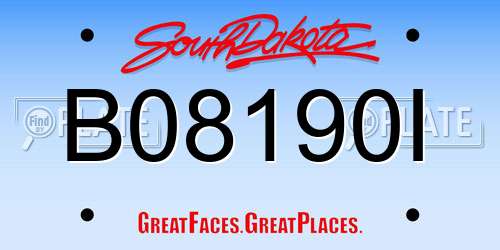 B08190I South Dakota License Plate