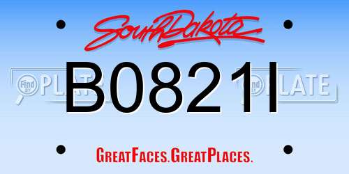 B0821I South Dakota License Plate