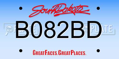 B082BD South Dakota License Plate
