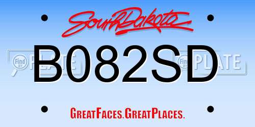 B082SD South Dakota License Plate