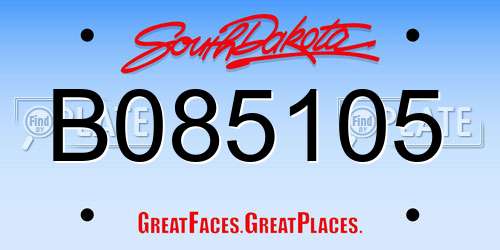 B085105 South Dakota License Plate