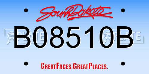 B08510B South Dakota License Plate