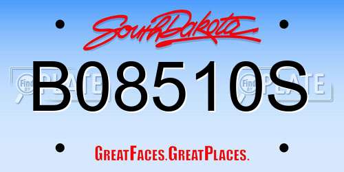 B08510S South Dakota License Plate