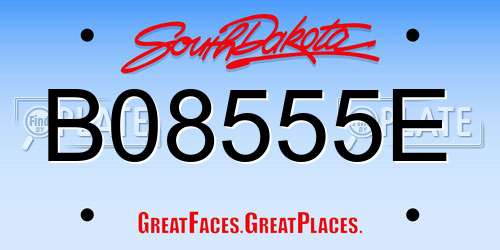 B08555E South Dakota License Plate