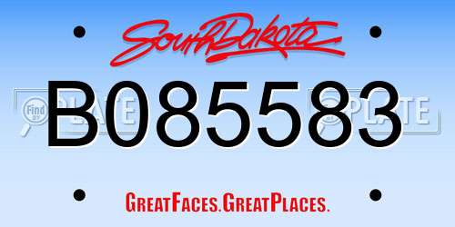 B085583 South Dakota License Plate