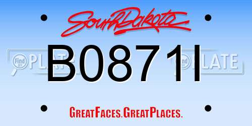 B0871I South Dakota License Plate