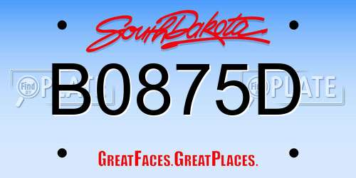 B0875D South Dakota License Plate
