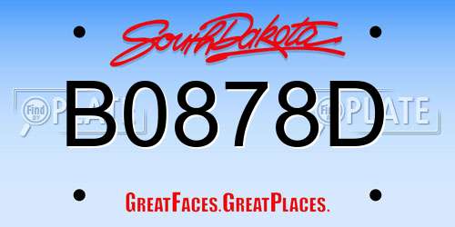B0878D South Dakota License Plate