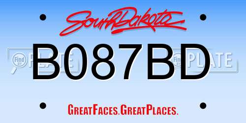 B087BD South Dakota License Plate