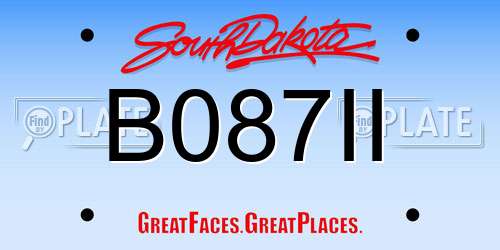 B087II South Dakota License Plate