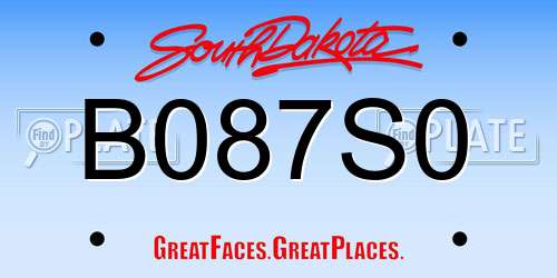 B087S0 South Dakota License Plate