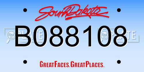 B088108 South Dakota License Plate