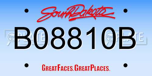 B08810B South Dakota License Plate