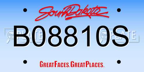 B08810S South Dakota License Plate