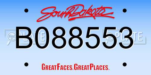 B088553 South Dakota License Plate