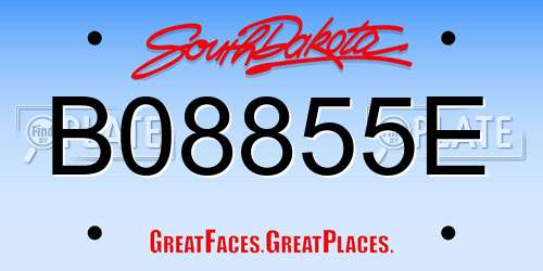 B08855E South Dakota License Plate